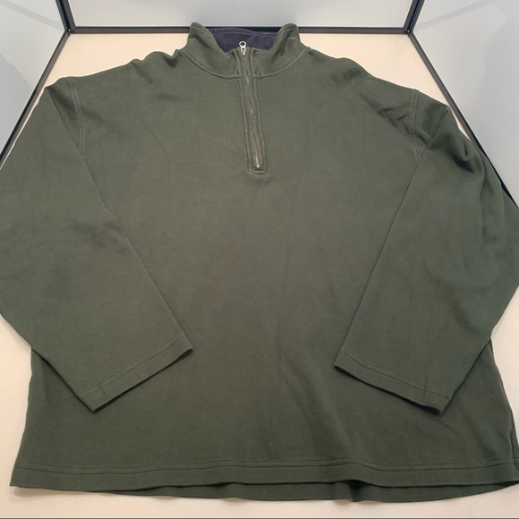 Men’s Alan Flusser Pima Cotton 1/4 Zip Green Mock Neck Pull Over XXL - Picture 3 of 6